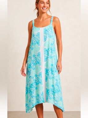 LILIBRIDGE  Blue Tropics Midi Dress/ Cover Up